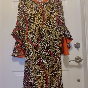 Leopard Print Flare Sleeve Dress